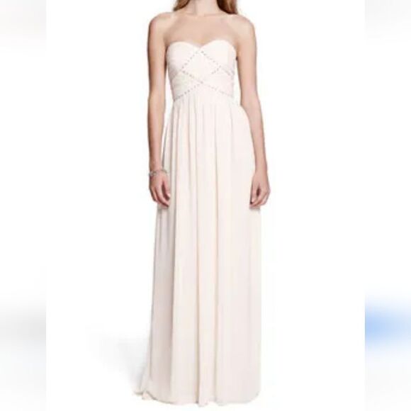 Pearl Georgina Chapman of Marchesa Blush Strapless Formal. Soft Girl, Elegance - Picture 1 of 15